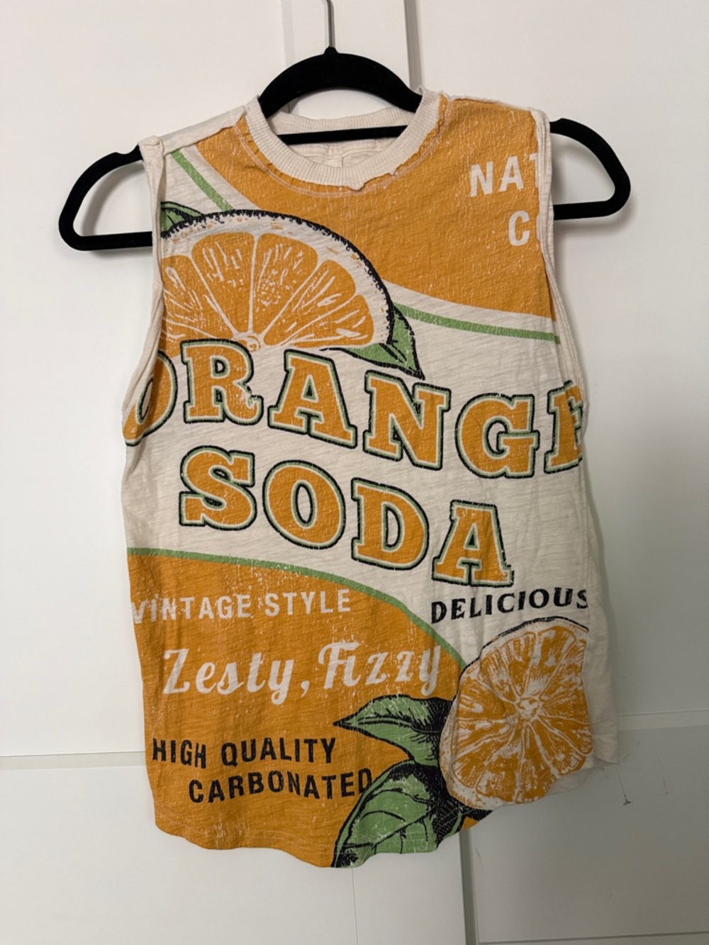 Piloro Orange Soda Graphic Muscle Tee- size XXS